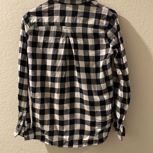 H&M size 2 flannel black and white checkered long sleeve flannel shirt - Picture 5 of 5